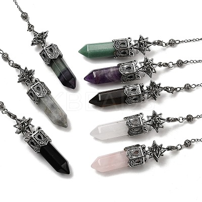 Natural Mixed Stone Faceted Bullet Pointed Dowsing Pendulums G-B149-14AS-1