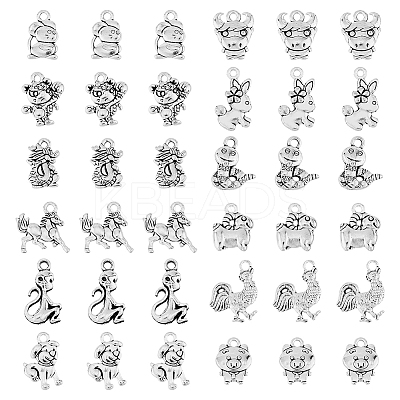 96Pcs 12 Styles Tibetan Style Alloy Pendants FIND-FH0008-52-1