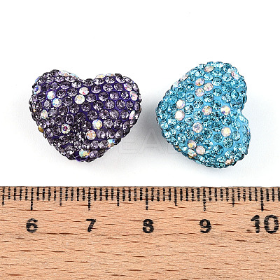 Heart Shaped Polymer Clay Rhinestone Beads PORC-N010-01-1