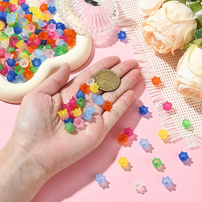200Pcs 8 Colors Transparent Acrylic Bead Caps TACR-YW0002-20-1