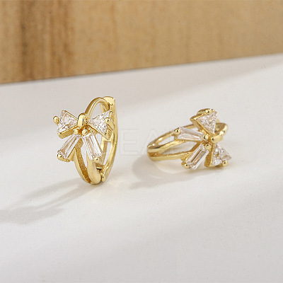 Bowknot Brass Cubic Zirconia Hoop Earrings FS-WGFE704-02-1