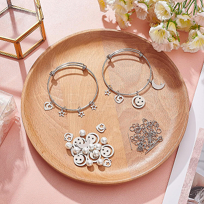 DIY Moon & Star Charm Bangle Making Kit DIY-BC0004-64-1