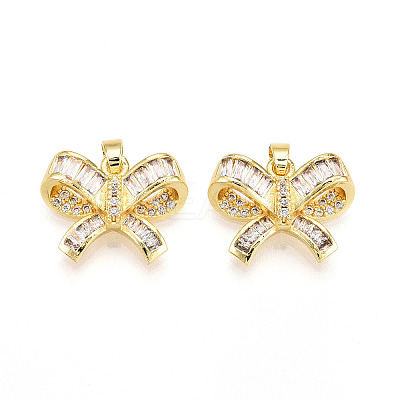 Brass Micro Pave Cubic Zirconia Pendants KK-N257-45G-1