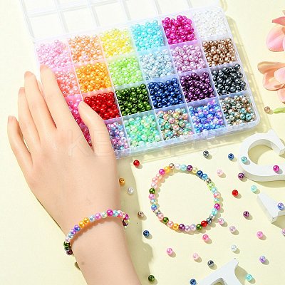 24Colors ABS Plastic Imitation Pearl Beads OACR-YW0001-74-1