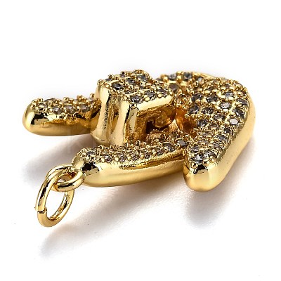 Brass Micro Pave Clear Cubic Zirconia Pendants ZIRC-L100-015G-1