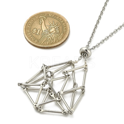 Tarnish Resistant 304 Stainless Steel Macrame Pouch Braided Gemstone Holder Pendant Necklace Making NJEW-TA00097-02-1