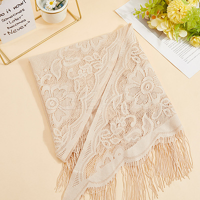 Lace Flower Detachable Polyester Shawl AJEW-WH20072-43A-1