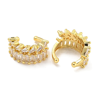 Brass Micro Pave Cubic Zirconia Cuff Earrings EJEW-C104-098G-1