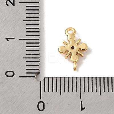 Brass Pave Clear Cubic Zirconia Snowflake Connector Charms KK-P340-61G-1