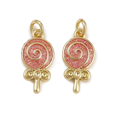Brass Enamel Lollipop Charms KK-D424-20A-G-1