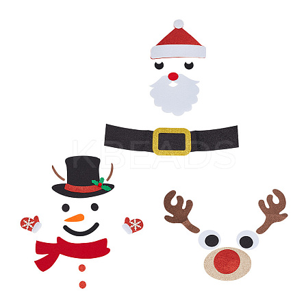 3Sets Christmas Theme Felt Cloth Cartoon Door Sticker Sets DIY-DR0001-67-1