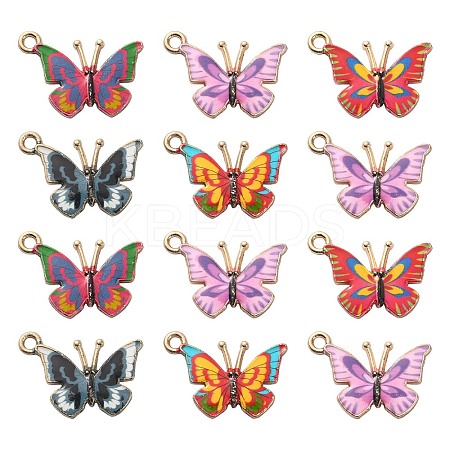 50Pcs 5 Styles Alloy Enamel Printed Pendants ENAM-CJ0003-63-1