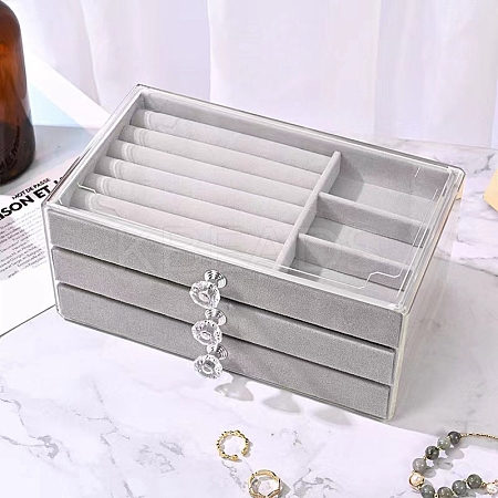 Plastic Jewerly Organizer Case with 3 Velvet Drawers PW-WG81225-01-1