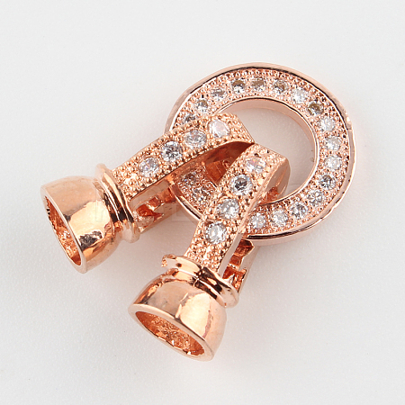 Brass Micro Pave Cubic Zirconia Fold Over Clasps ZIRC-P003-27RG-1