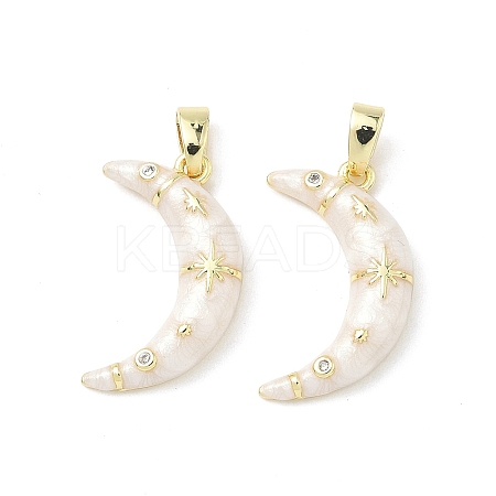 Brass Micro Pave Cubic Zirconia with Enamel Pendants KK-Z134-13G-01-1