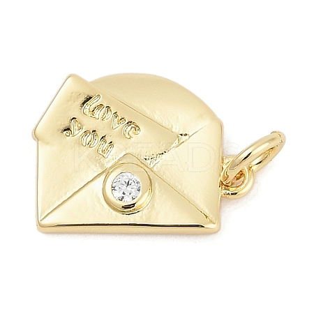 Brass Micro Pave Clear Cubic Zirconia Charms KK-G522-31G-1