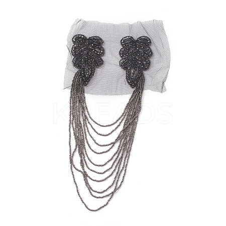 Glass Beaded Hamdmade Fashion Tassel Epaulette LS-AJEW-WH0235-50-1