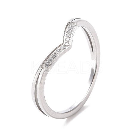 Clear Cubic Zirconia Wave Finger Ring RJEW-D120-19P-1