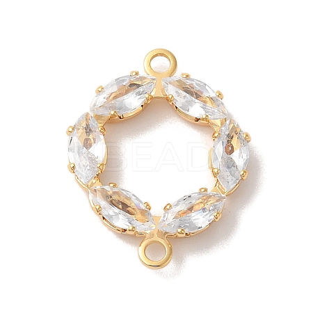 Brass Pave Clear Cubic Zirconia Horse Eye Ring Links Connector Charms KK-M294-02G-1