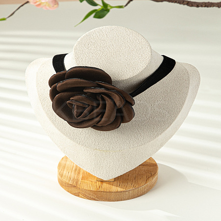 3D Flower Polyester Fiber Black Velvet Cord Choker Necklaces FS-WG3FF9D-04-1