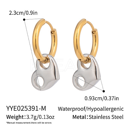 Stainless Steel Two Tone Heart Hoop Earrings YC0014-2-1