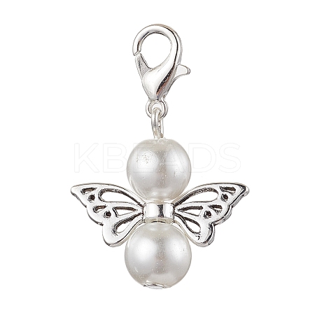 Angel Glass Pearl Pendant Decorations HJEW-JM02365-1