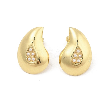 Teardrop PVD Vacuum Plating 304 Stainless Steel Stud Earrings for Women EJEW-C120-10G-1