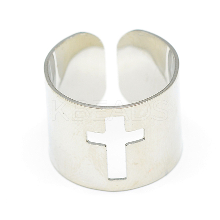 Tarnish Resistant Adjustable Stainless Steel Cuff Finger Rings X-RJEW-S038-048-1