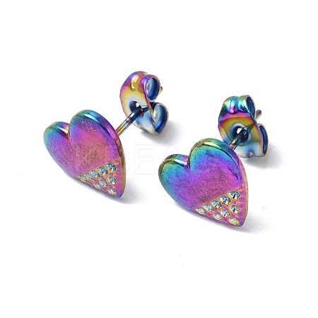 Ion Plating(IP) 304 Stainless Steel Heart Stud Earrings for Women EJEW-F300-07MC-1