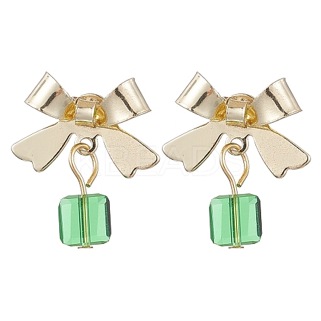 Alloy with Glass Dangle Stud Earrings EJEW-JE06118-1