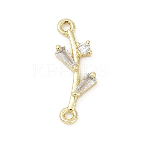 Brass Clear Cubic Zirconia Connector Charms KK-Z094-06G-02-1