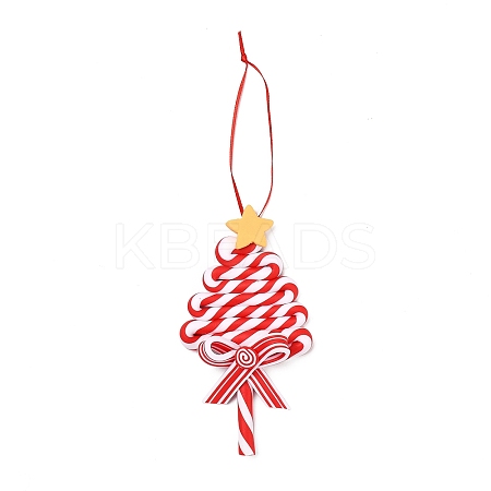 Christmas Tree Lollipop Handmade Polymer Clay Pendant Decorations HJEW-P017-02C-1