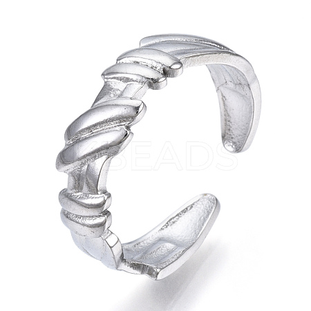 Non-Tarnish 304 Stainless Steel Open Cuff Ring for Women RJEW-N040-44-1