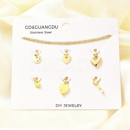Enamel & Shell Pearl & Glass Heart Pendant & Necklaces & Bracelets Sets SJEW-Q002-03G-1