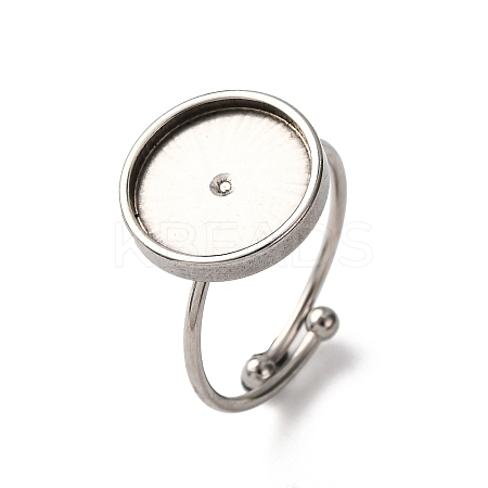 Adjustable 304 Stainless Steel Cuff Ring Components STAS-D372-08P-05-1