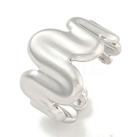 Non-Tarnish Wave 304 Stainless Steel Open Cuff Finger Rings for Women RJEW-P114-01P-1
