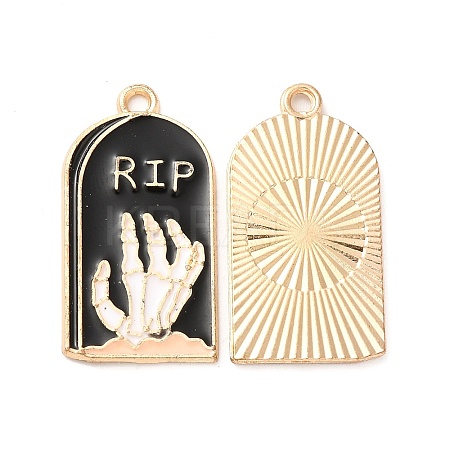 Light Gold Plated Alloy Enamel Pendants ENAM-L040-005KCG-01-1