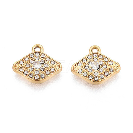 304 Stainless Steel Rhinestone Charms STAS-N110-39G-1