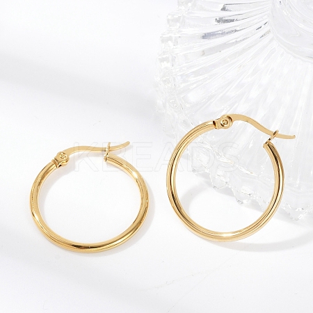 PVD Vacuum Plating 201 Stainless Steel Hoop Earrings with 304 Stainless Steel Pins for Women LS-EJEW-D279-12G-02-1