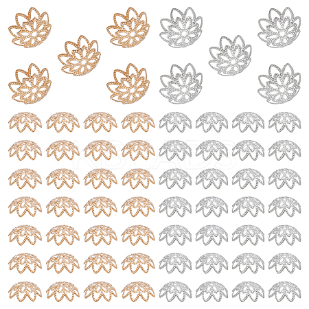 200Pcs 2 Colors Brass Fancy Bead Caps KK-UN0004-97-1