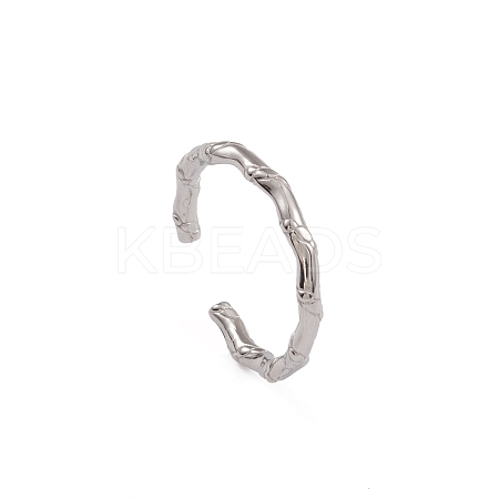 304 Stainless Steel Rattan Open Cuff Rings for Women LS-RJEW-G285-03P-1