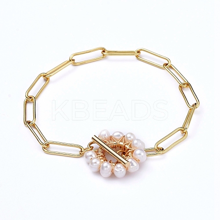 Brass Paperclip Chain Bracelets BJEW-JB05190-1