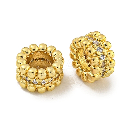 Rack Plating Brass Micro Pave Clear Cubic Zirconia European Beads KK-L215-011G-1