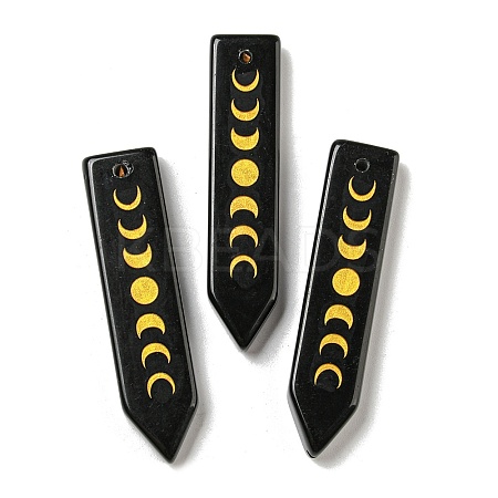 Natural Obsidian Moon Phase Pendants G-C145-01C-1