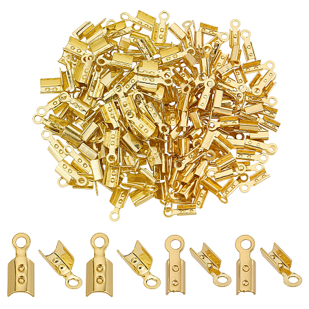 200Pcs 2 Colors Brass Cord Ends KK-PH0012-89G-1
