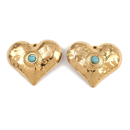 304 Stainless Steel Heart Pendants STAS-P410-08G-1