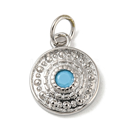 Rack Plating Brass Deep Sky Blue Micro Pave Deep Sky Blue Cubic Zirconia Pendants KK-A200-15P-1