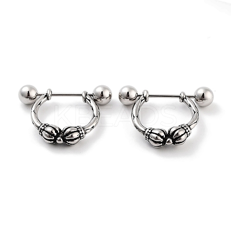 Crown 316 Surgical Stainless Steel Shield Barbell Hoop Earrings EJEW-Z050-53AS-1