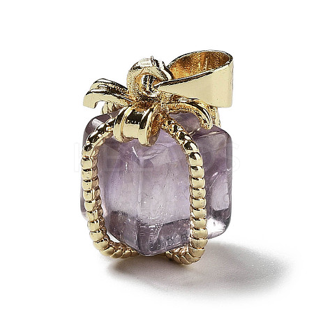 Natural Amethyst Gift Box Charms LS-G-P523-01G-05-1