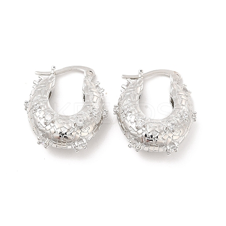 Clear Cubic Zirconia Thick Hoop Earrings EJEW-P213-08P-1
